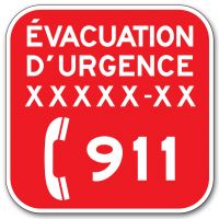 Panneau d'évacuation d'urgence 911
